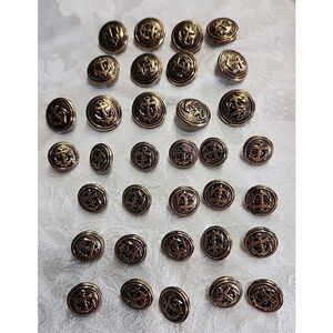 MCM Brass Anchor Buttons Two Sizes 34 Pieces